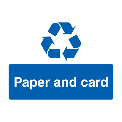 Paper And Card Recycling Safety Sign Durable For Facilities