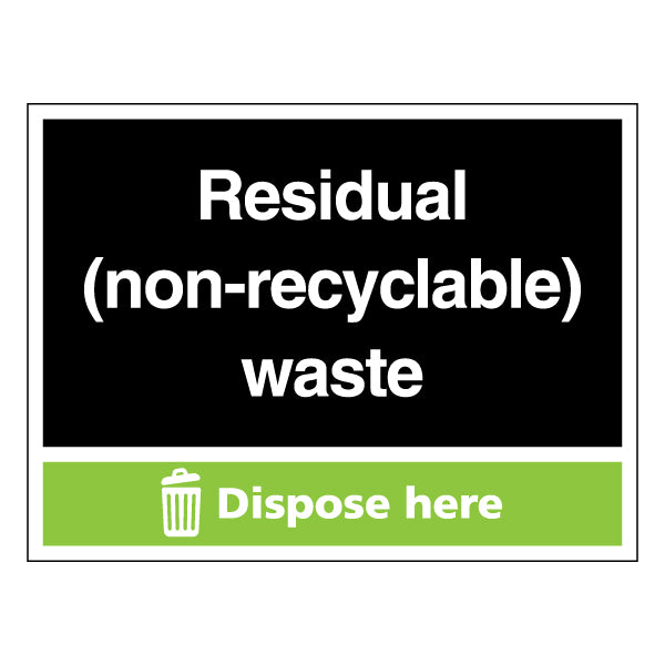 Residual Non Recyclable Waste Safety Sign Durable Staff