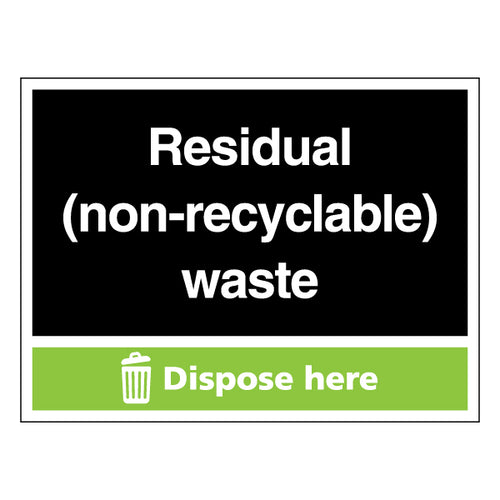 Residual Non Recyclable Waste Safety Sign Durable Staff