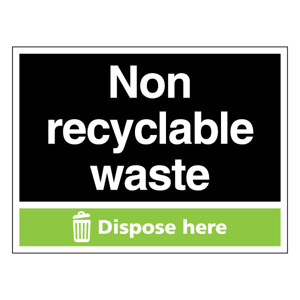 Non Recyclable Waste Safety Sign Durable For Businesses