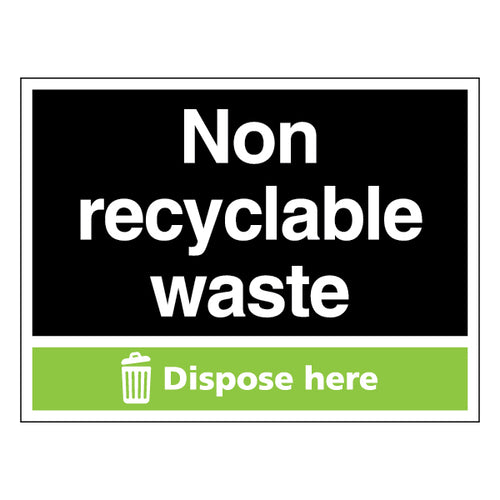 Non Recyclable Waste Safety Sign Durable For Businesses