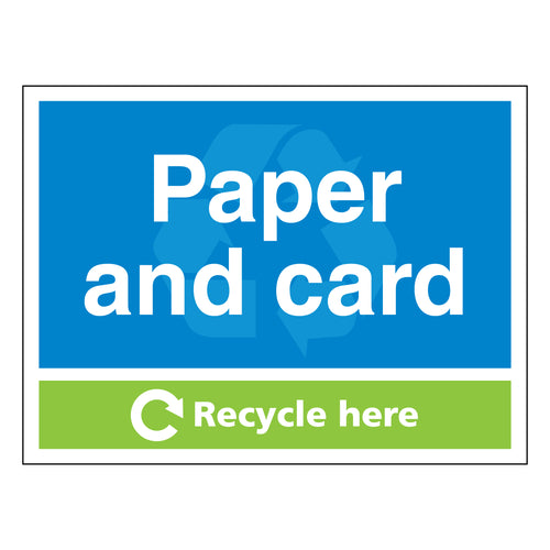 Paper And Card Recycling Safety Sign Durable Compliant