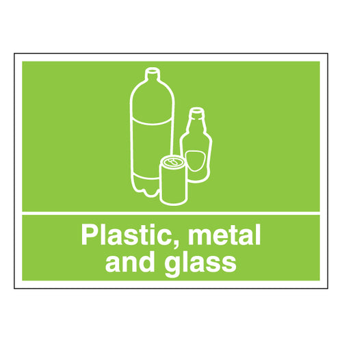 Plastic Metal Glass Recycling Safety Sign Durable Facility