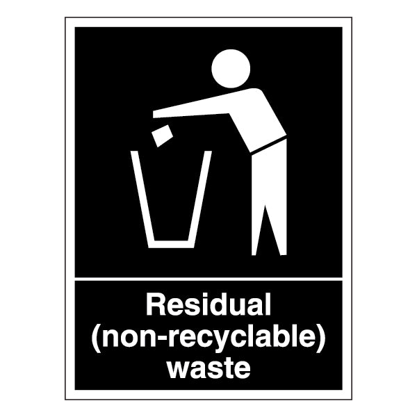 Residual Waste Safety Sign Durable For Businesses Homes