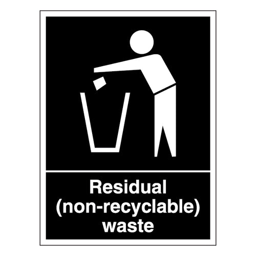 Residual Waste Safety Sign Durable For Businesses Homes