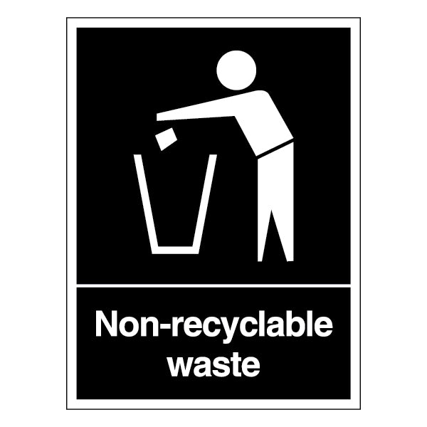 Non Recyclable Waste Safety Sign Durable For Businesses