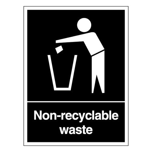 Non Recyclable Waste Safety Sign Durable For Businesses