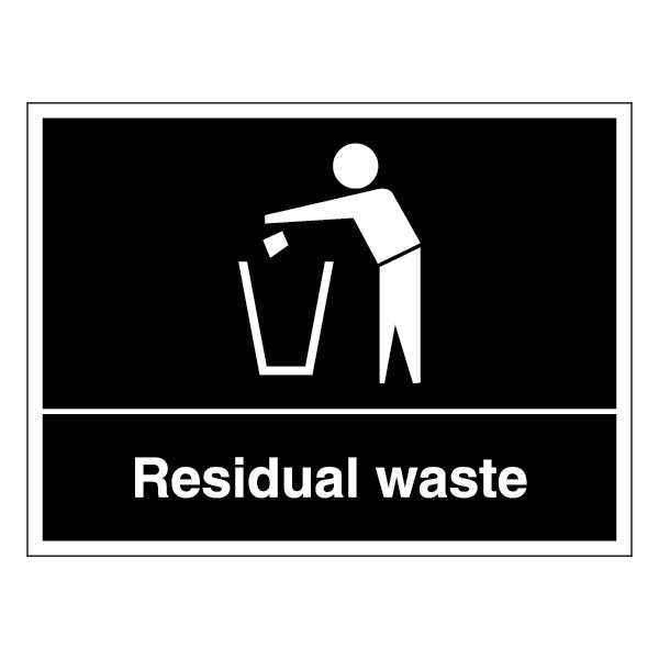 Residual Waste Safety Sign Durable Compliant For Councils