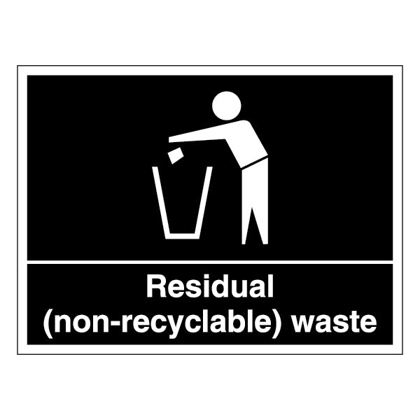 Residual Non Recyclable Waste Safety Sign Durable For Homes