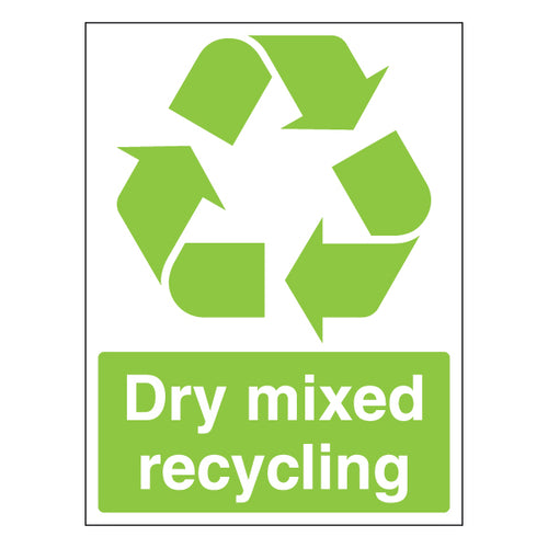 Dry Mixed Recycling Safety Sign Durable For Facilities
