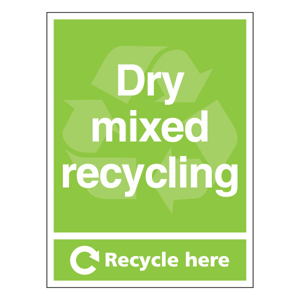 Dry Mixed Recycling Safety Sign Durable Guide For Facility