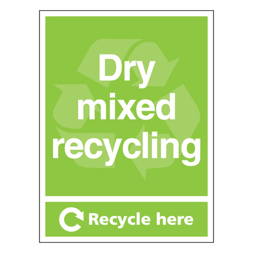 Dry Mixed Recycling Safety Sign Durable Guide For Facility