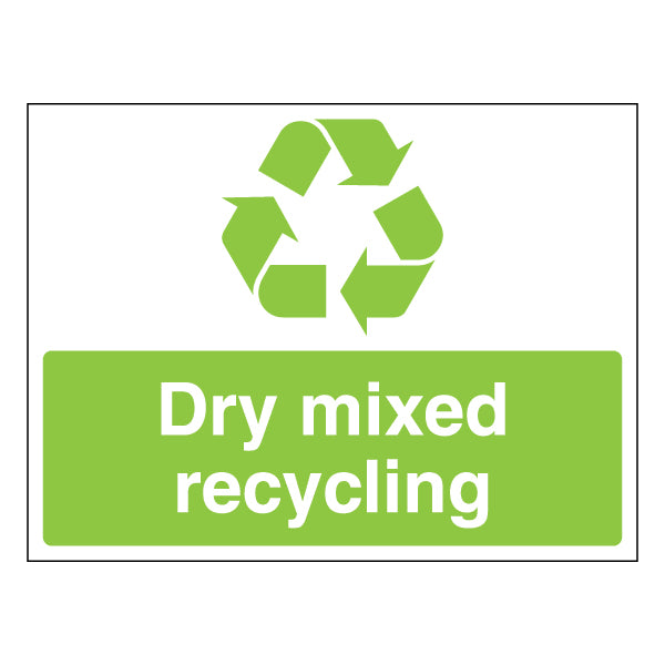 Dry Mixed Recycling Safety Sign Durable Compliant Facility