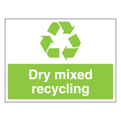 Dry Mixed Recycling Safety Sign Durable Compliant Facility