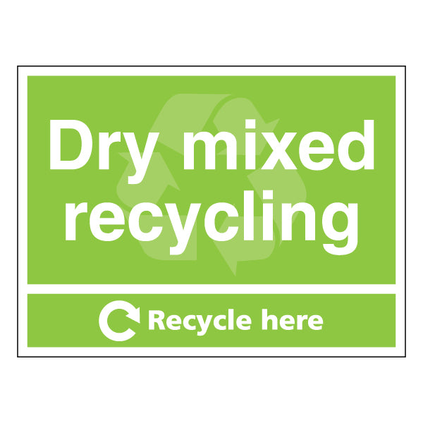 Dry Mixed Recycling Durable Safety Sign For Facilities