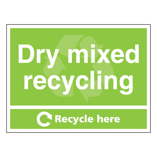 Dry Mixed Recycling Durable Safety Sign For Facilities