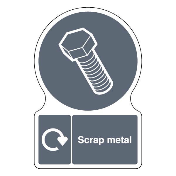 Shaped WRAP Scrap Metal Safety Sign For Schools Business