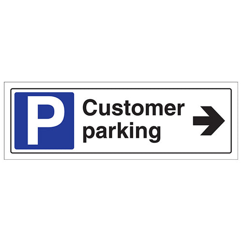 Customer Parking Arrow Right Safety Sign Clear Retail