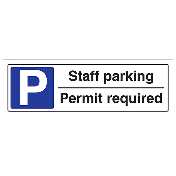 Staff Parking Permit Required Safety Sign For Businesses