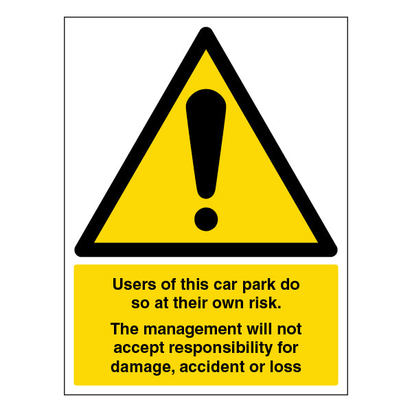 Car Park Safety Sign High Contrast Yellow EN ISO For Sites