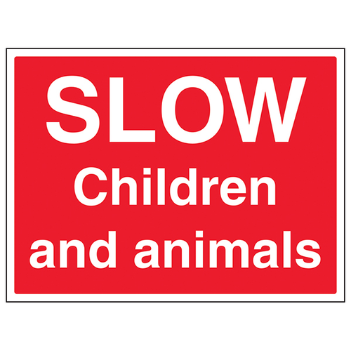 Slow Children And Animals Large Landscape Safety Sign