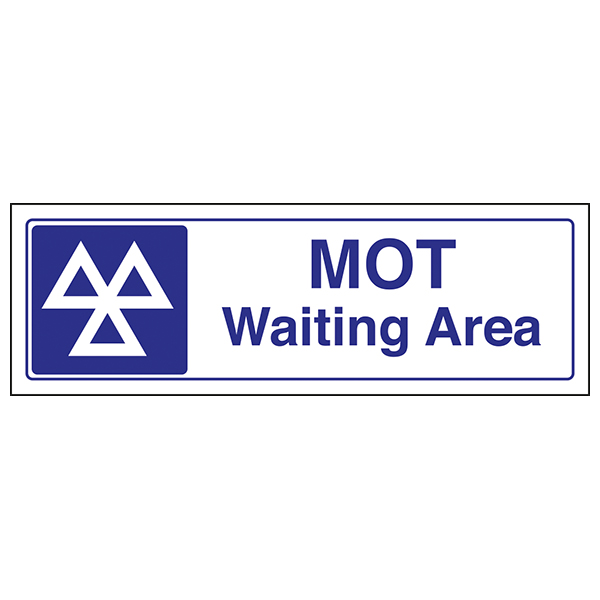 MOT Waiting Area Safety Sign Durable High Visibility Garage