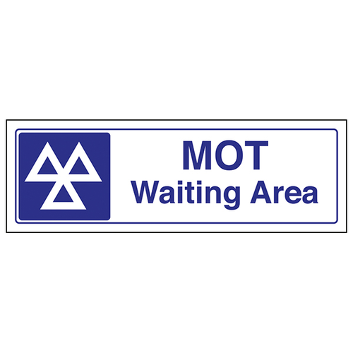 MOT Waiting Area Safety Sign Durable High Visibility Garage