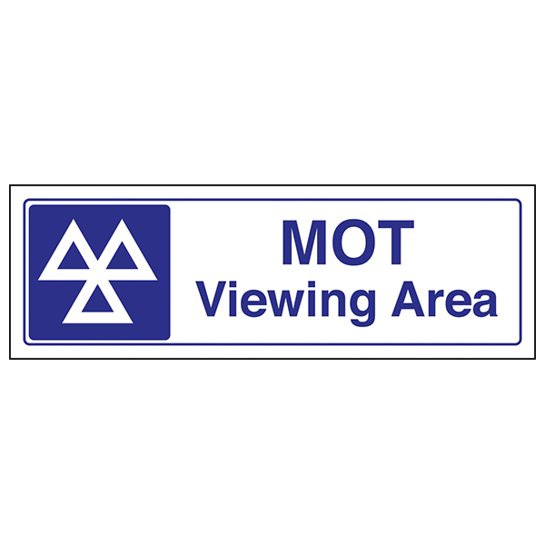 MOT Viewing Area Safety Sign Durable Vinyl For Garages