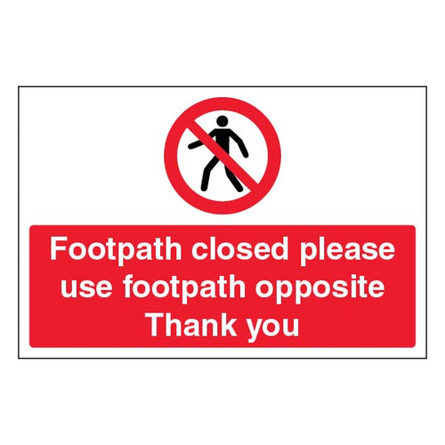 Footpath Closed Safety Sign Compliance For Workplaces