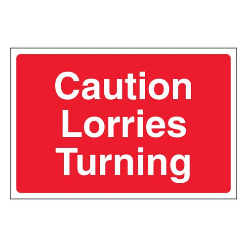 Caution Lorries Turning Safety Sign For Worksites Durable