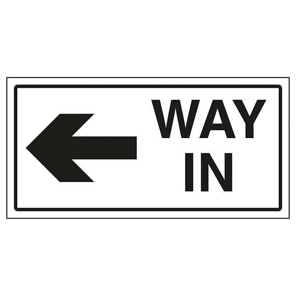Way In Arrow Left Safety Sign Clear Durable For Visitors