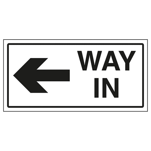 Way In Arrow Left Safety Sign Clear Durable For Visitors