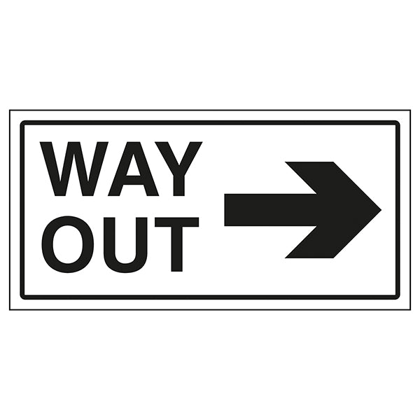 Way Out Arrow Right Safety Sign Clear Durable For Workplace