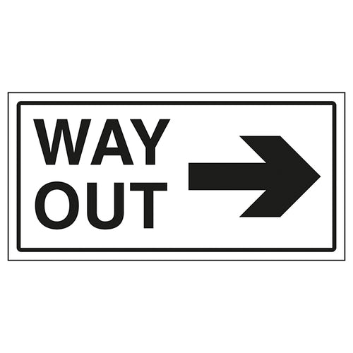 Way Out Arrow Right Safety Sign Clear Durable For Workplace