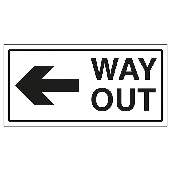 Way Out Arrow Left Safety Sign For Workplace Navigation