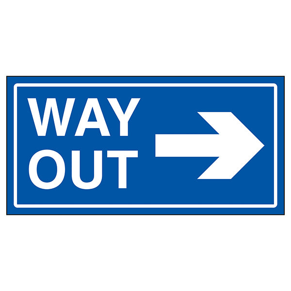 Way Out Arrow Right Safety Sign High Visibility For Staff