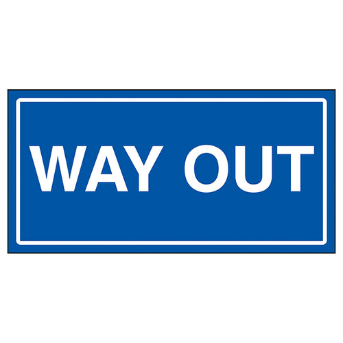 Way Out Blue Stairway Safety Sign For Visitors Staff