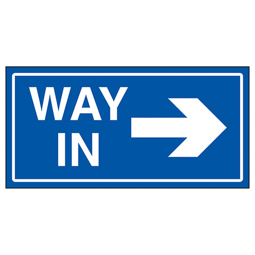 Way In Arrow Right Blue Safety Sign For Visitors Staff