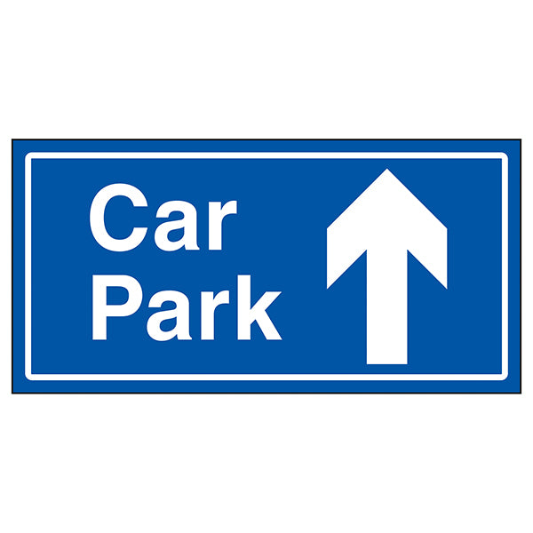 Car Park Arrow Up Blue Safety Sign For Staff And Visitors