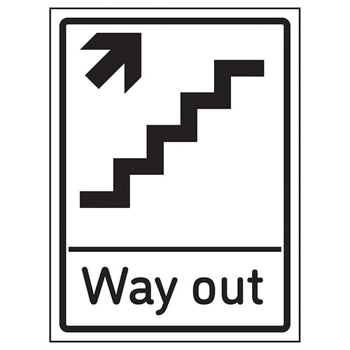 Way Out Arrow Up Stairs Right Safety Sign For Workplaces