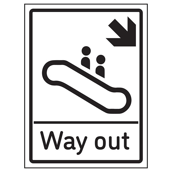 Way Out Arrow Down Right Safety Sign For Visitors Clear