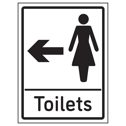 Womens Toilets Arrow Left Safety Sign Premises Compliant