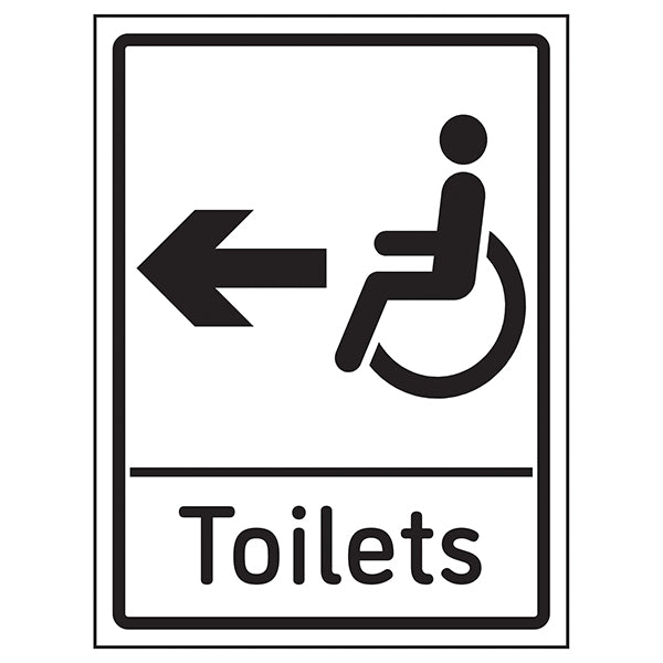 Disabled Toilets Arrow Left Safety Sign Clear For Premises