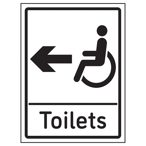 Disabled Toilets Arrow Left Safety Sign Clear For Premises