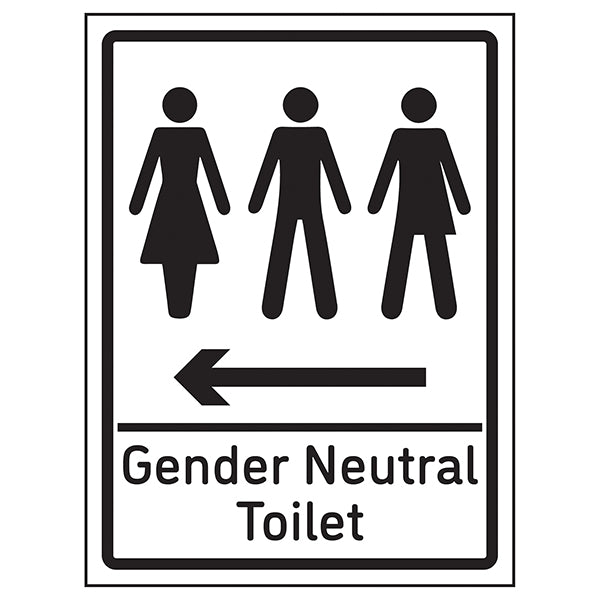 Gender Neutral Toilet Arrow Left Safety Sign For Workplaces