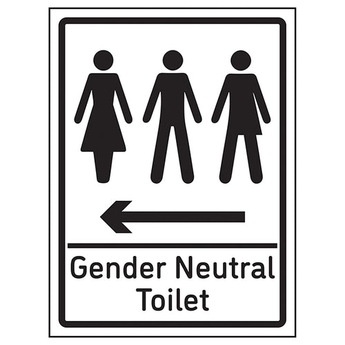 Gender Neutral Toilet Arrow Left Safety Sign For Workplaces