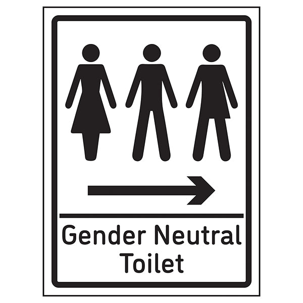 Gender Neutral Toilet Arrow Right Safety Sign For Buildings
