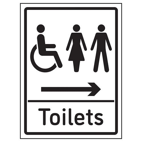 Mixed Toilets Arrow Right Safety Sign For Facilities