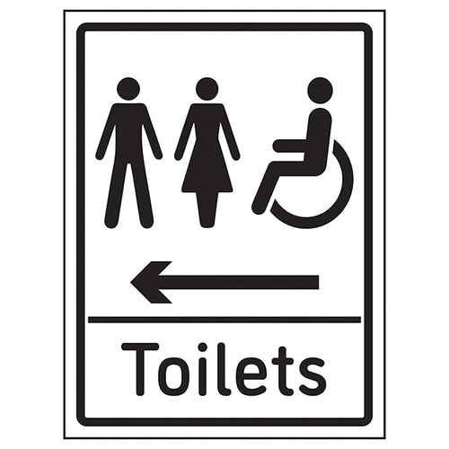 Mixed Toilets Arrow Left Safety Sign Facilities EN ISO