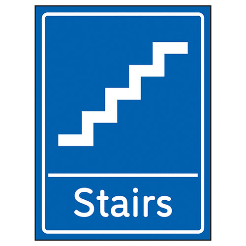 Stairs Safety Sign Blue Durable Wayfinding For Visitors